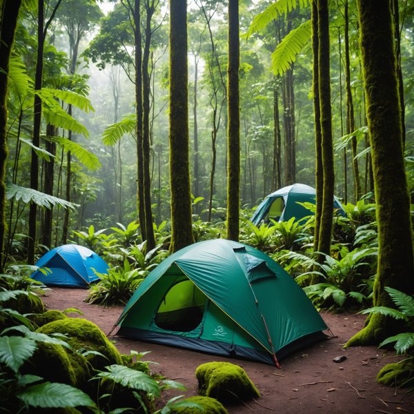Quels sont les équipements indispensables pour un camping en région de forêts pluviales?